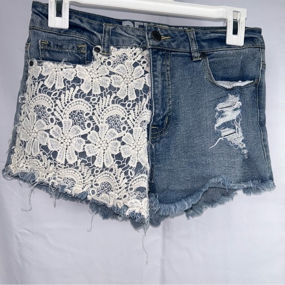 American Apparel Rewash Shorts Denim Jean Lace Short Shorts High Waisted Bottoms - Picture 6 of 12